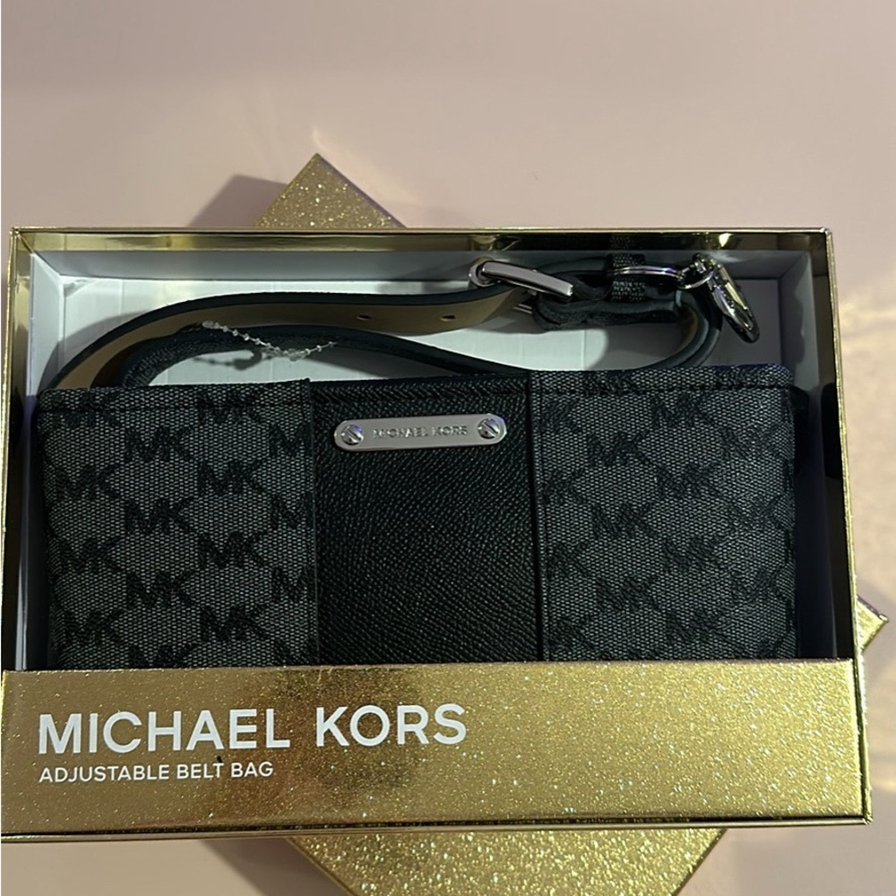Michael Kors Black and Gold Belt Bag